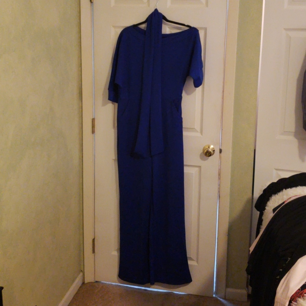 Royal blue off-shoulder romper